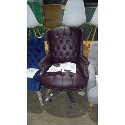 3499 - 1 deep burgundy leather upholstered executive swivel chair by Rosalind Wheeler RRP £429 in sale (was... 