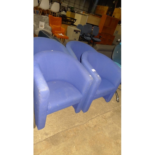 3538 - 4 x blue upholstered tub chairs