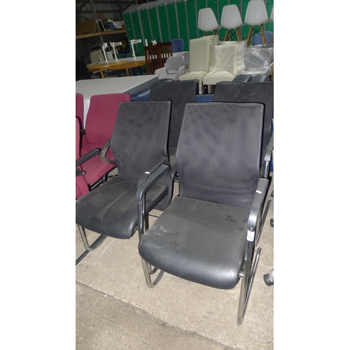 3542 - 4 mesh back, black upholstered cantilever chairs