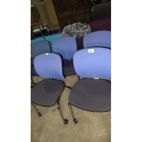 3549 - 4 wheeled meeting room / office chairs by Orangebox - light blue / black upholstered