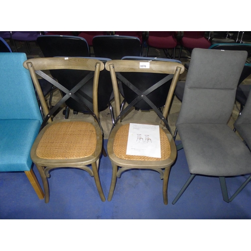 3576 - 2 cross back dining chairs by Werk Stadt RRP £103 each