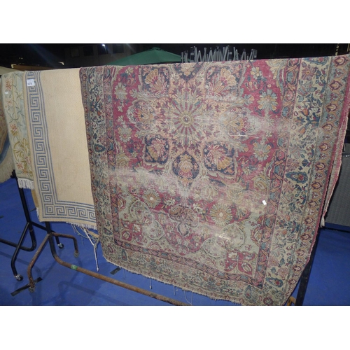 3579 - 3 various patterned rugs (1 is a bit threadbare and has a small hole)