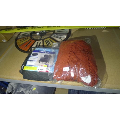 4104 - A wing chair slipcover and red throw