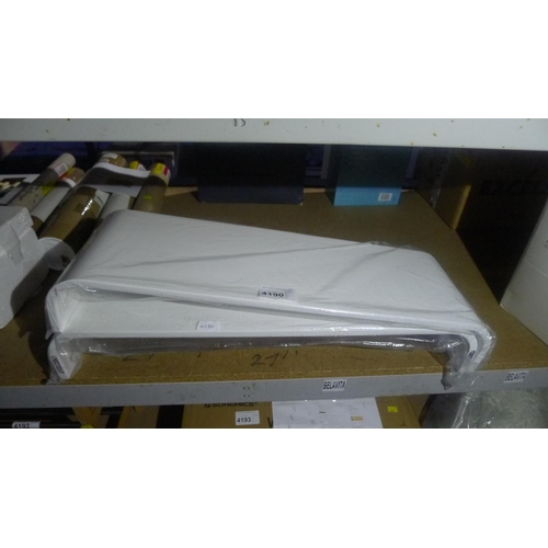 4190 - 2 white U shaped wall hung floating shelves each approx 80cm wide