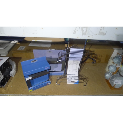 4210 - 1 Wenko Montella towel rail, 1 Wenko Montella toilet roll holder and 1 Croydex three tier corner bas... 