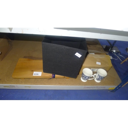 4226 - 1 Harch wood couture wooden stand, 4 black fabric boxes each approx 27 x 27 x 27cm and 6 Waterside f... 