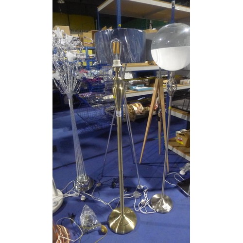 4232 - 1 brushed metal finish floor standing lamp approx 146cm high - supplied with an LED bulb but NO shad... 