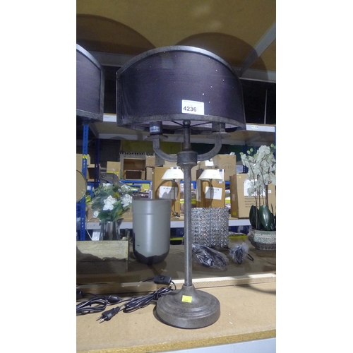 4236 - A metal medieval design table lamp (euro plug requires adapter)