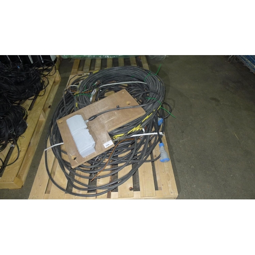 2586 - 1 pallet containing several long lengths of armoured electric cable - exact lengths unknown