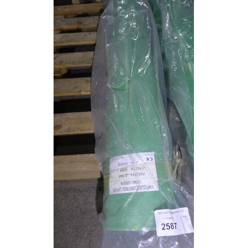 2587 - 1 roll of vapour control layer (VCL) 125mu green, roll is approx 50m long x 2.5m wide RRP region of ... 