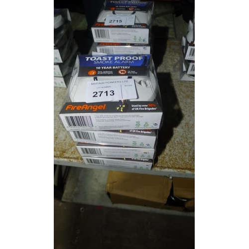 2713 - 4 FireAngel toast proof smoke alarms - boxed and unused