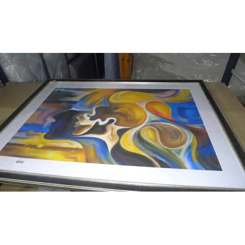 4545 - A large framed abract print 127cm x 92cm, please see pictures for more details please note the frame... 