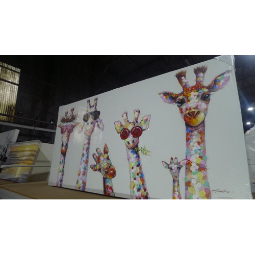 4563 - An art print on canvas of 6 giraffes by Mack and Milo