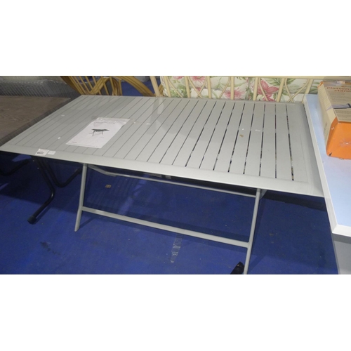 4653 - 1 Kathlene grey painted aluminium garden table approx 150cm x 75cm RRP £269