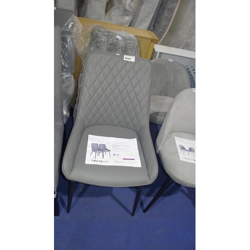 4660 - 2 x grey upholstered dining chairs type Sherie RRP £129 per pair