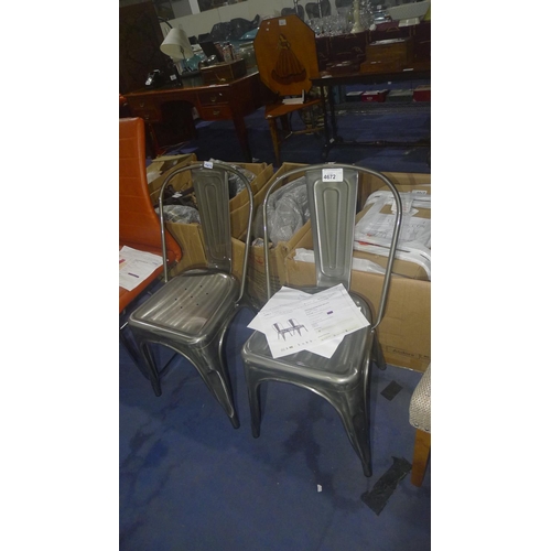 4672 - 2 x metal framed dining chairs type Frank RRP £97 per pair