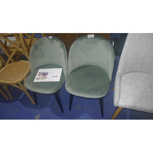 4676 - 2 x green upholstered dining chairs type Alto RRP £79 per pair