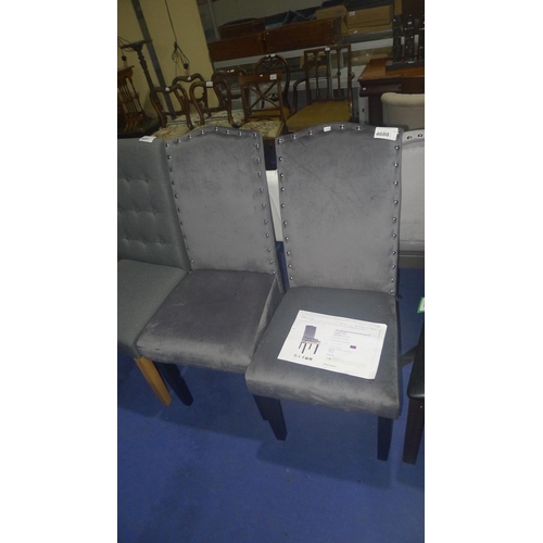 4680 - 2 x grey upholstered dining chairs type maryville RRP £173 per pair