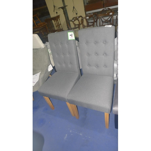 4681 - 2 x grey upholstered high back dining chairs