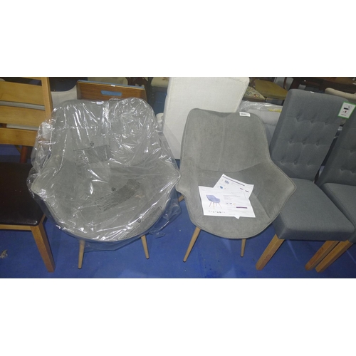 4682 - 2 x grey upholstered tub/dining chairs type Aisling RRP £189 per pair