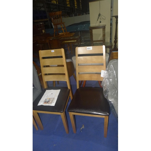 4683 - 2 x brown upholstered high back dining chairs type Koenig RRP, £111 per pair