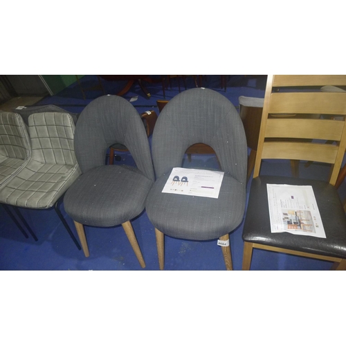 4684 - 2 x grey upholstered dining chairs type Elisa RRP £325 per pair