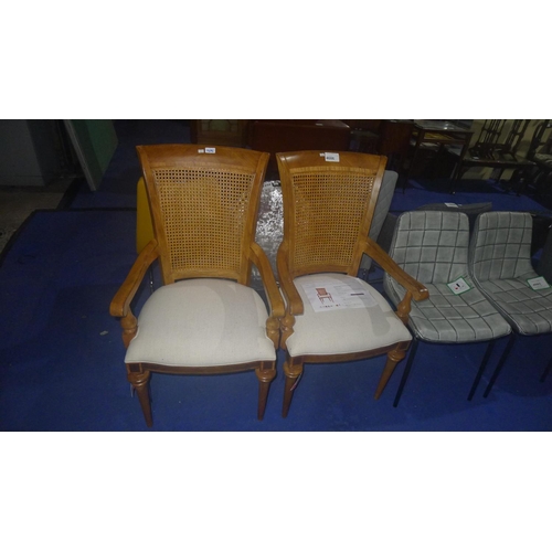 4686 - 2 cream upholstered solid wood high back dining chairs type Bucholz RRP £389 each