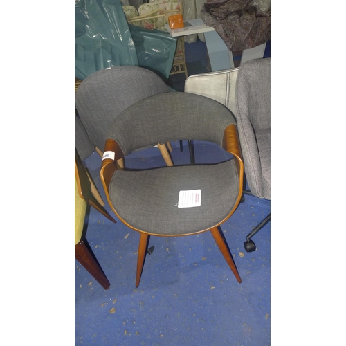 4689 - A grey upholstered decorative bent wood dining chair