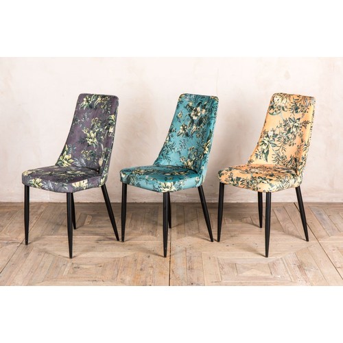 4707 - 2 x floral upholstered dining chairs type Yasmin to be assembled