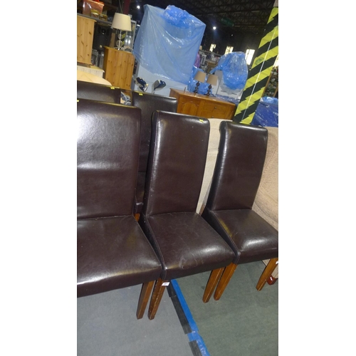 180 - 5 brown upholstered dining chairs