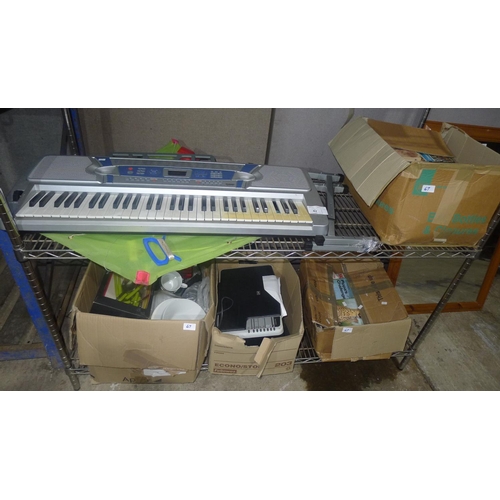 67 - A quantity of various items including a keyboard, books, printer etc