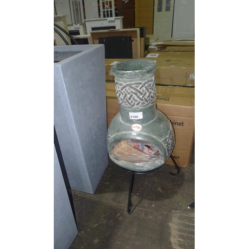 2100 - 1 garden chimenea with metal stand