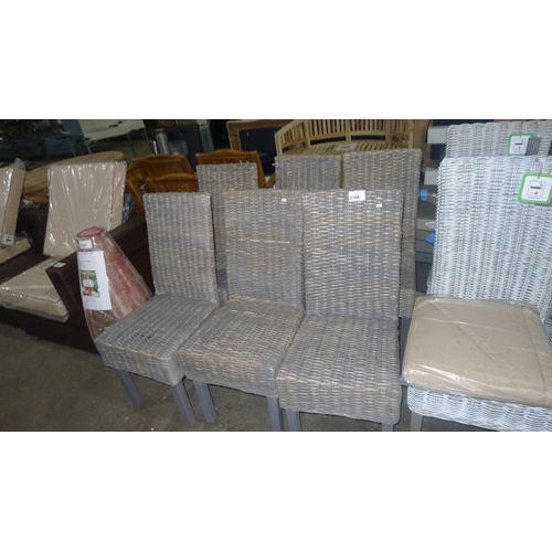 2106 - 6 grey washed rattan chairs with NO cushions