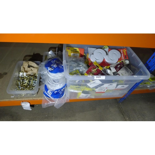 2429 - A quantity of various items including screw in hooks, screw down cleats, corner braces, tie back hoo... 