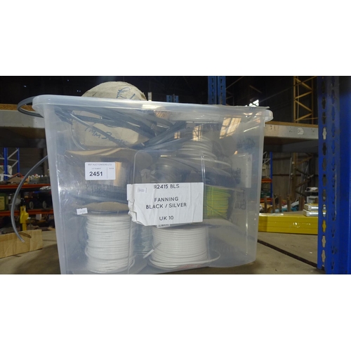 2451 - 1 box containing a quantity of various part rolls of electric cable.