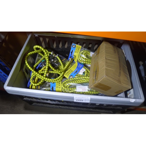 2455 - 1 box containing a quantity of various bungee cords