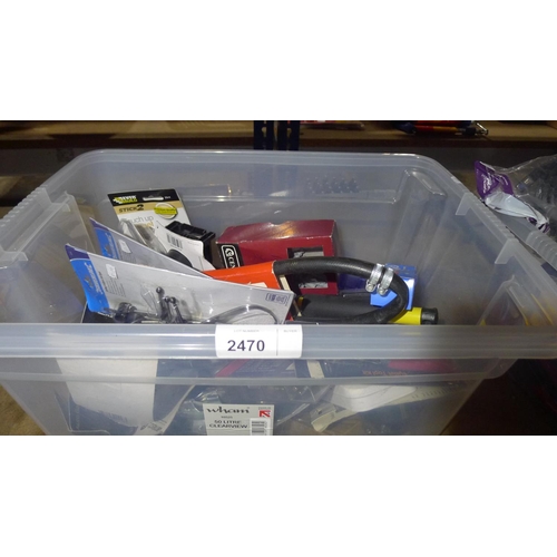 2470 - 1 box containing a quantity of various items including multipurpose grease, fuses, calipers etc