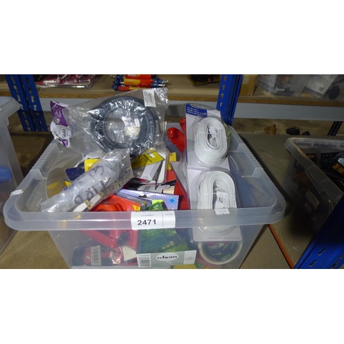 2471 - 1 box containing a quantity of various items including security power bit sets, a rasp plane, scrape... 