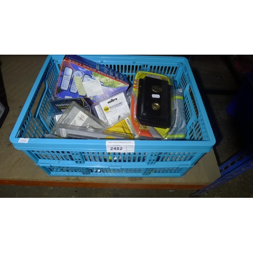 2482 - 1 box containing a quantity of various locks and lock parts including sash locks, lock cylinders, Ya... 