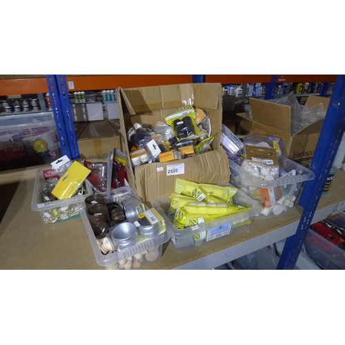 2520 - A quantity of various items including rubber legs tips, door stops, castor cups, metal coat hooks et... 