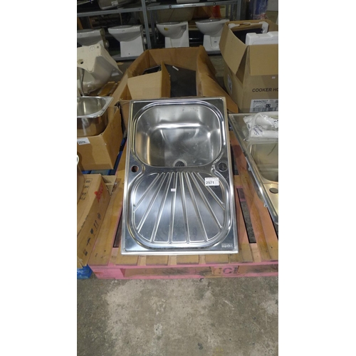 2571 - 1 stainless steel single bowl / single drainer inset  sink by Franke approx 78cm x 50cm - appears to... 