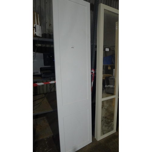 2573 - 2 white built in wardrobe doors each approx 54cm w x 213cm high