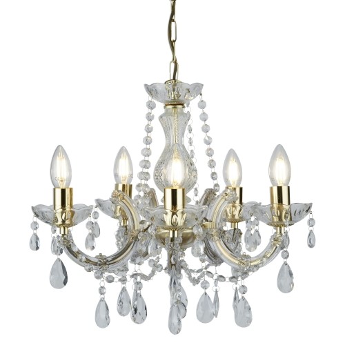 4372 - A 5 lamp candle-style chandelier brass finish