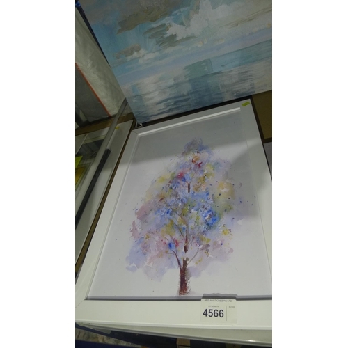 4566 - A framed abstract art print of a tree