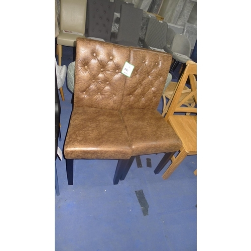 4703 - 2 x leather effect brown upholstered dining chairs