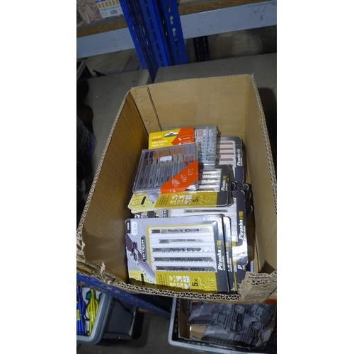 2459 - 1 box containing a quantity of various packs of jigsaw blades by Hi-Tech and Piranha