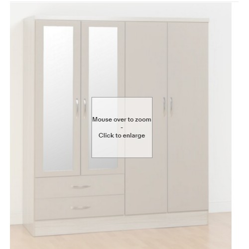 4470 - A 4 door, 2 drawer oyster coloured wardrobe, boxed appears unopened type Navada