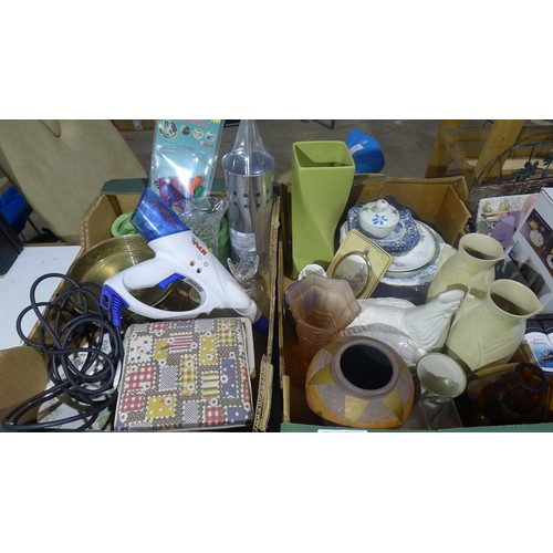 86 - A quantity of various items including a steam gun, crockery books etc