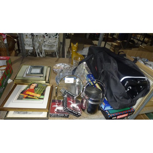 130 - A quantity of various items including glassware, crockery, travel cot, gift sets etc. Contents of on... 