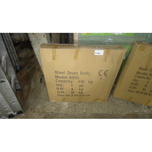 5180 - 1 steel drum dolly type SD55, capacity approx 410kg - boxed and requires assembly